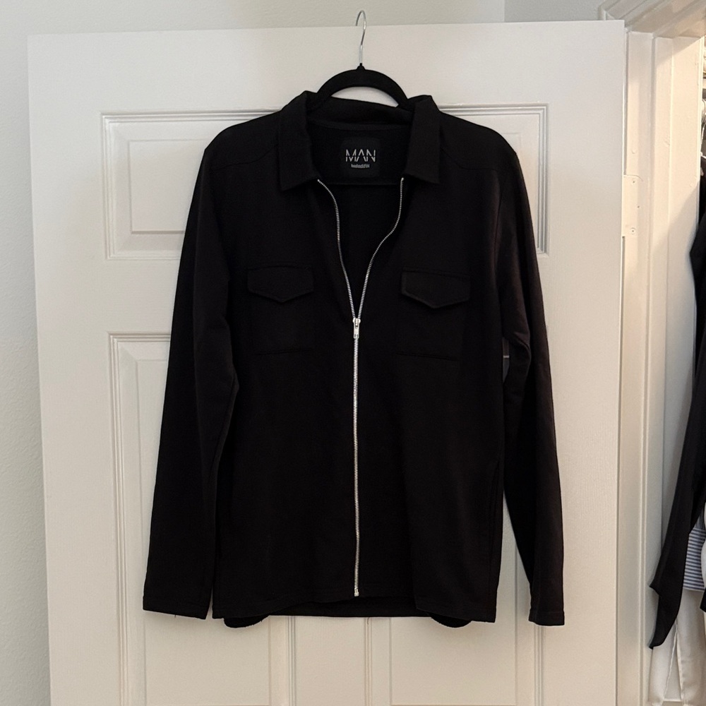 Boohoo Men's Black Zip-Up Sweater